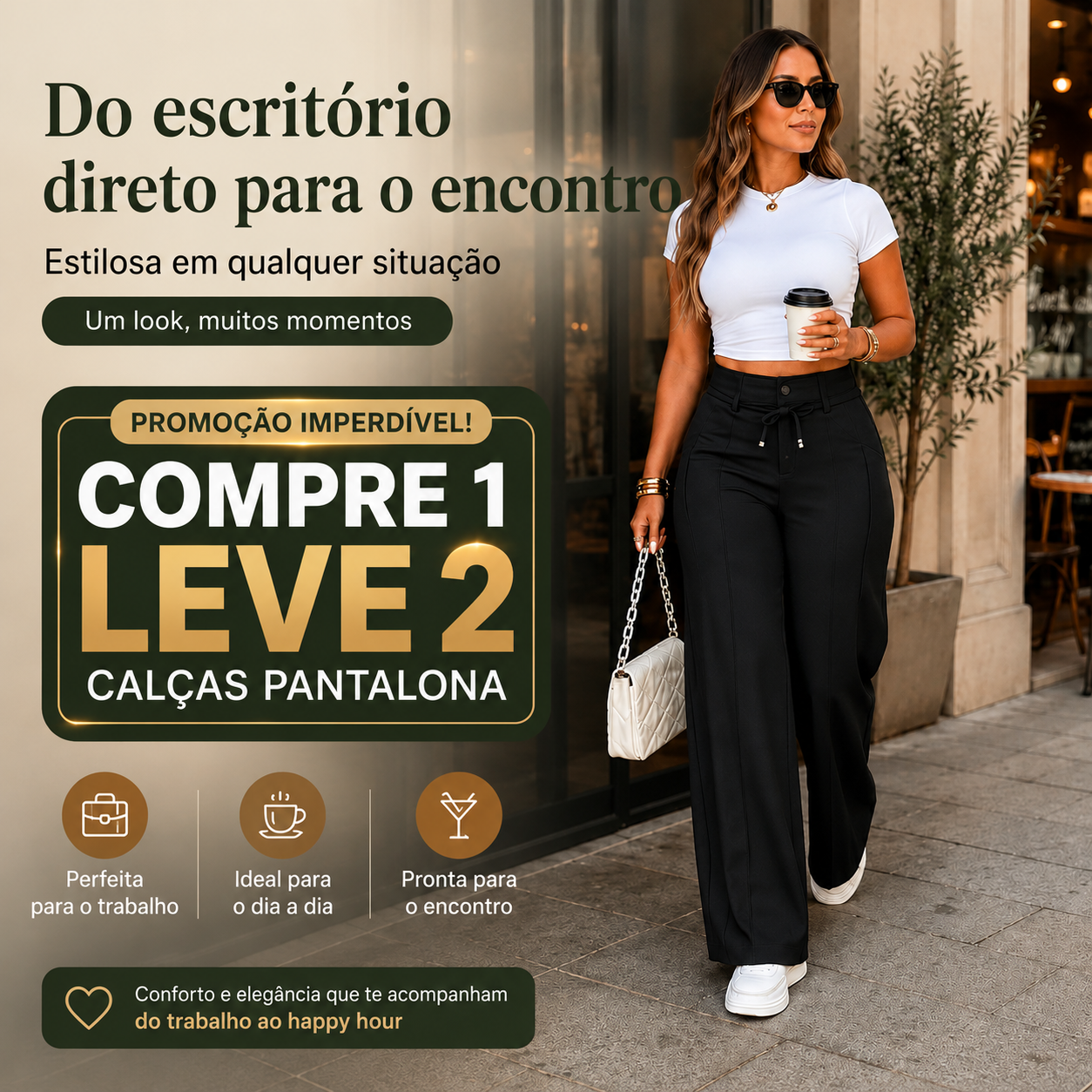 (Compre 1, Leve 2) Calça Pantalona Julie em Malha de Seda Gelo e Poliéster